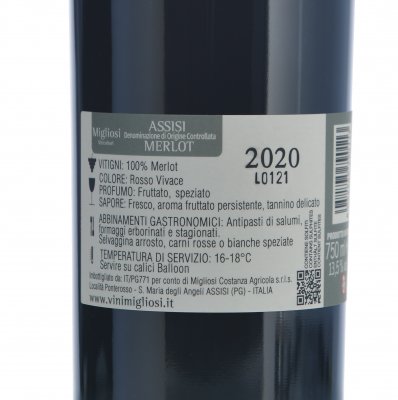 Migliosi Prepotente Merlot Assisi - back label